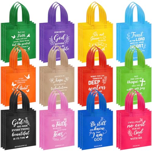 Sweetude 48 Pcs Christian Gift Bags Bulk, Bible Verse Gift Bags for Women - color: Colourful, style: Bible