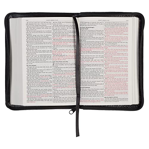 KJV Holy Bible, Compact Faux Leather Red Letter Edition - Ribbon Marker, King James Version, Black Faux Leather, Zipper Closure (KJV Compact Editions)