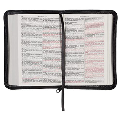 KJV Holy Bible, Compact Faux Leather Red Letter Edition - Ribbon Marker, King James Version, Black Faux Leather, Zipper Closure (KJV Compact Editions)