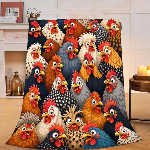 Funny Chicken Throw Blanket Colorful Cartoon Farm Hen Stuff Gifts 40''X50'' - color: Chicken, size: 40''x50''