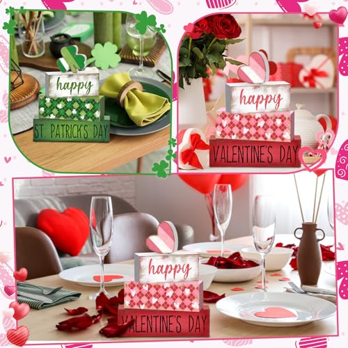 Britimes Tray Block Signs Set, 8Pack, Wooden, Home Kitchen, Day St - style: Valentine's Day and St. Patrick's Day