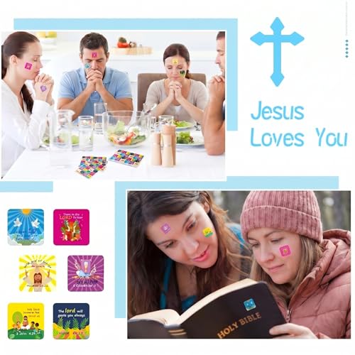 Junkin 480 Pcs Religious Stickers, Jesus Loves You Themed Stickers, Bright - style: Bright