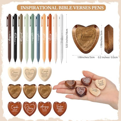 Gersoniel 30 Set Christian Gift for Women Prayer Cards Pens,Nature Color - color: Nature Color