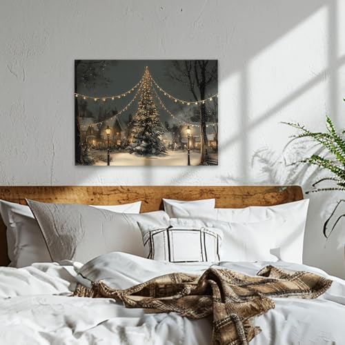 KSDUT Christmas Christmas Winter Pine Tree Framed Wall Art 14x11 Inch - color: Christmas-20
