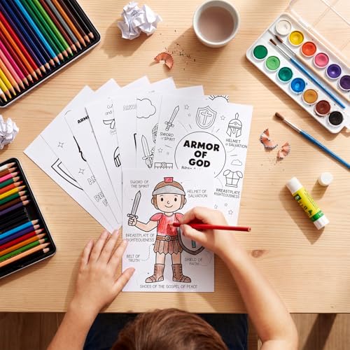 Yinder 15 Pcs Armor of God Coloring Books Armor Knight DIY Coloring Pages - style: Armor of God