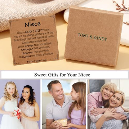 TONY & SANDY Christian Gifts for Women, Religious Cross Bracelet Faith Jewelry, Confirmation Baptism Christmas Birthday Gifts for Women, Unique Gifts for Teens Girls Kids Adults - style: Niece