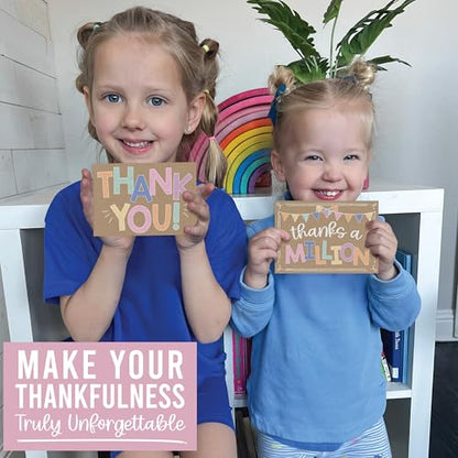 54 Bulk Thank You Cards with Envelopes Blank Cute Thank You Cards - style: Kraft Colorful 54 pcs