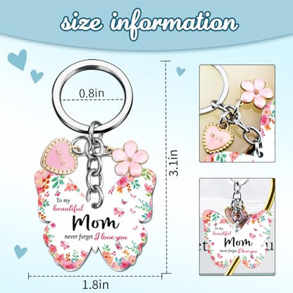 OEHEDOU Butterfly Gifts Keychain For Women Men Family Members Memorial Gift - color: Pink Mom