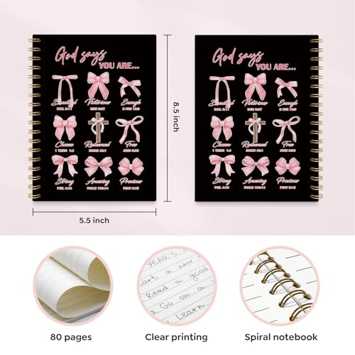 VONTP Bible Black Bow Christian Notebook Journal for Women, 5.5 x 8.3 Inch - color: 001-Black