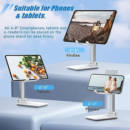 Phone Stand for Desk, Cell Phone Holder Cute Smart Cellphone Stand Foldable Stands Compatible with Under 8" Devices, Office Accessories, White-Green - color: J-White-Green