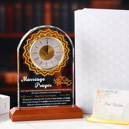 K9 Crystal Clock - Wedding Prayer Gift for Couples,6.5x8.5 Inch