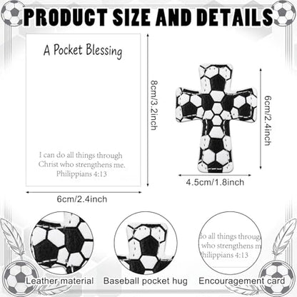 Hollowfly 12 Set Soccer A Pocket Blessing with Gift Cards and Organza Bags Cross Pockets Blessing Soccer Encouragement Gifts Christian Keepsake for Athletes Players Sports Lovers Team Coach Graduation - style: Soccer