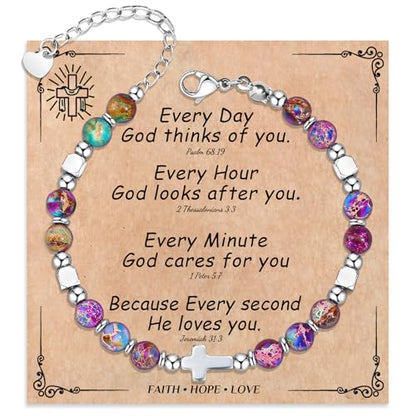 Cross Bracelet for Women Girls, Christian Gifts for Daughter Granddaughter Sister In Christ Friend Niece, Baptism Confirmation First Communion Gifts for Girls - color: Inspirational
