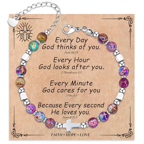 Cross Bracelet for Women Girls, Christian Gifts for Daughter Granddaughter Sister In Christ Friend Niece, Baptism Confirmation First Communion Gifts for Girls - color: Inspirational