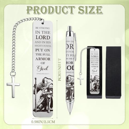 Armor of God Book Mark, Metal Christian Gift for Men with Pen and Box - style: Armor of God