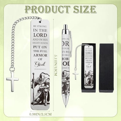 Armor of God Book Mark, Metal Christian Gift for Men with Pen and Box - style: Armor of God