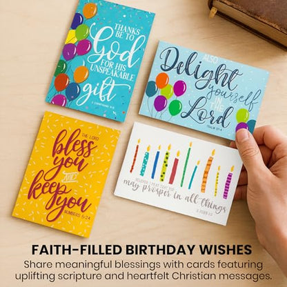 Birthday Cards 120PK with 6 Bible Verses – Christian Birthday Cards Bulk, Religious Greeting Cards with Envelopes, Scripture Cards for Men & Women, Inspirational Christian Cards for Any Occasion