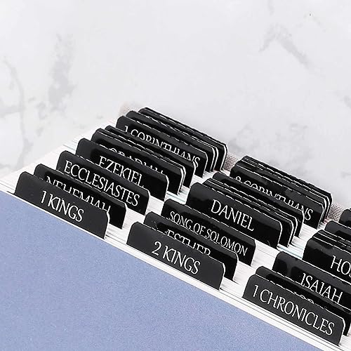 Thinkor Reposition Laminated Bible Tabs, Large Print Stickers, Easy to Read and Apply Bible Tabs for Women and Man (Luxury Black) - color: Luxury Black