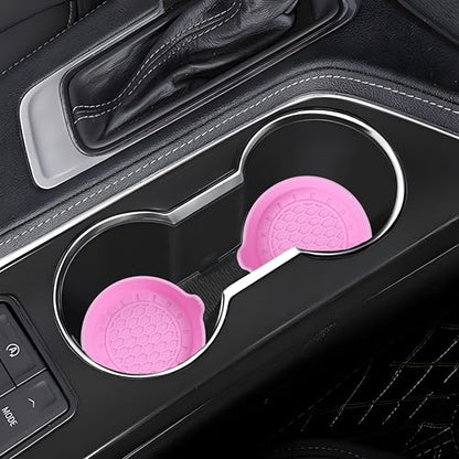 Amooca 4-Pack Spill-Proof Cup Coasters Non-Slip Car Cup Holder Inserts - color: Pink, size: 4 pack