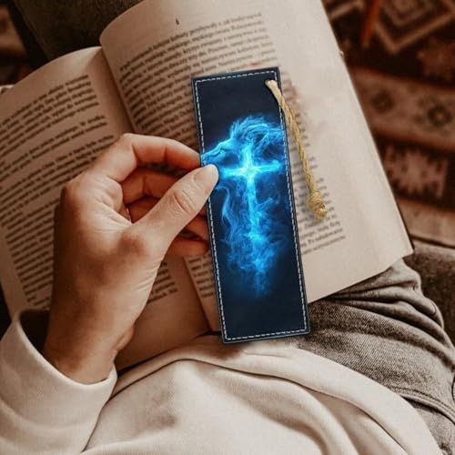 Personalized Bookmark, Bookmark for Book Lovers Abstract Blue Cross Bookmarks for Reading Lovers - color: Blue Cross