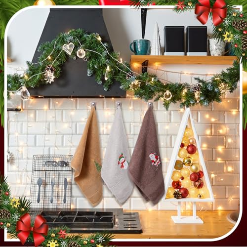 SmoothNovelty 3 Pcs Christmas Hand Towels for Bathroom, Brown, Santa Claus - color: Santa Claus, size: 13.3 x 29.5 inches