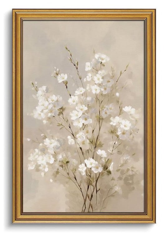 Vintage Gold Framed Wall Art cottage core Decor white floral Canvas - color: Gold Framed-04, size: 16x24in