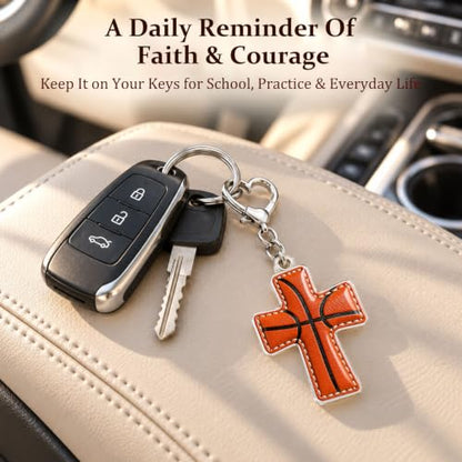 Sports Gifts for Teens, Acrylic Sports Cross Keychain with Prayer Card - color: Basketball