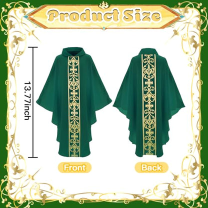 Clergy Vestments Chasuble Cross Robe Priest Cloak Church Mass - color: Green