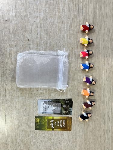 Barydat 100 Sets Mini Jesus Figurines Bulk Easter Gift Little Jesus Figures Tiny Toys Christ Savior Doll with Cards Bags for Religious Party Favors Sunday School Baptism Gift(Nature Style) - style: Nature Style