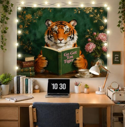 Elpwk Inspirational Tiger Green Tapestry Wall Decor 50x60 Inch - color: Tiger-shaped Reading