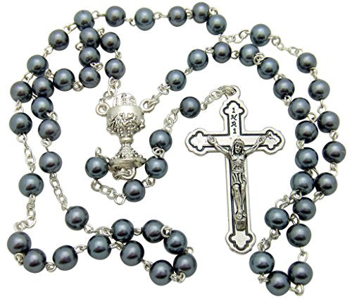 Westman Works First Holy Communion Rosary Beads with Metal Crucifix & Center for Boys or Girls