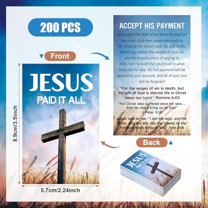 200 Pcs Gospel Tracts Salvation Cards,Cross, JESUS PAID IT ALL - style: Cross, JESUS PAID IT ALL