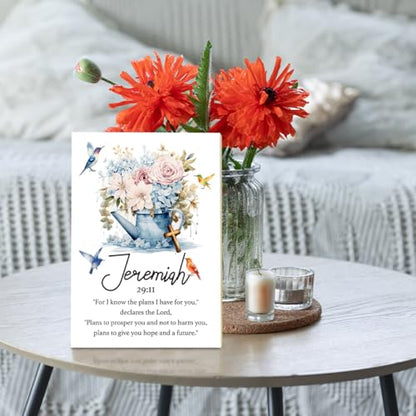 Christian Desk Decor - Jeremiah 29:11, Floral Wood Sign Bible Verses Wall Decor, Religious Gifts Inspirational Gifts For Women Men Prayer, Christian Decor For Home Office Living Room - style: Jeremiah 29:11 -a