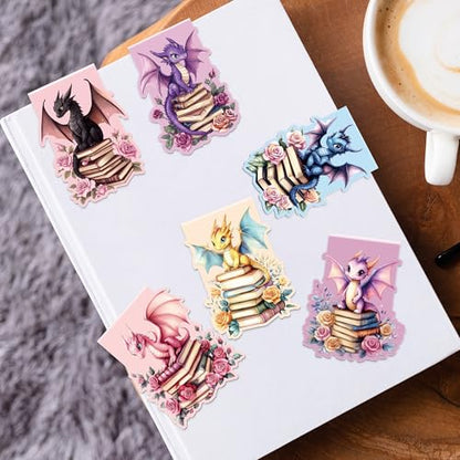 Dragon Magnetic Bookmarks, Floral Book Marks for Young Readers - style: Cute Dragon,Fantasy