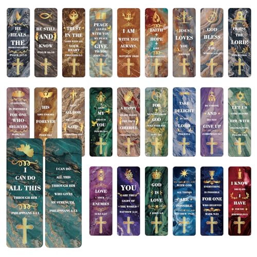 100 Bible Verse Bookmarks, Double-Sided Christian Book Markers - color: Marble