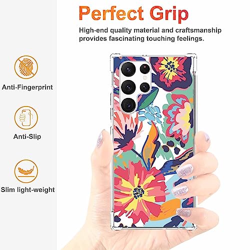 Watercolor Flower Painting Case for Samsung Galaxy S22 Ultra,Aesthetic Soft TPU Full Cover for Galaxy S22 Ultra - color: Watercolor Flower Painting