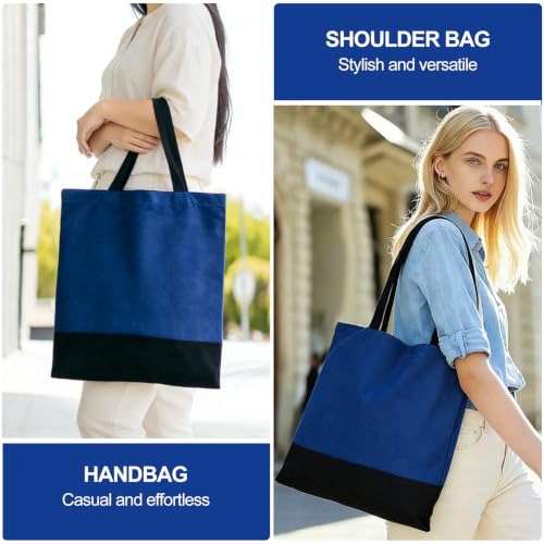 Canvas Tote Bag with Zipper, Halloween Trick or Treat Bags for Kids Bulk - color: [A1] Blue / Black
