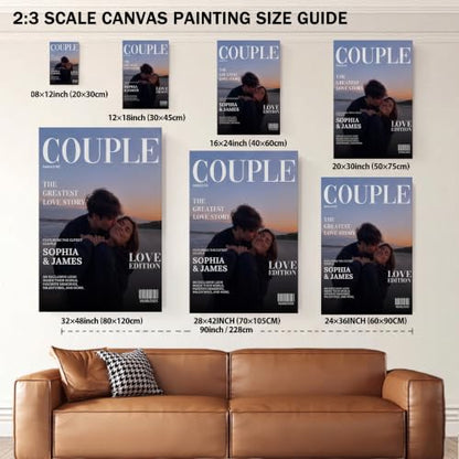 Ipplee Custom Framed Canvas Print, Love Couple Magazine Cover for Couples - color: Design08