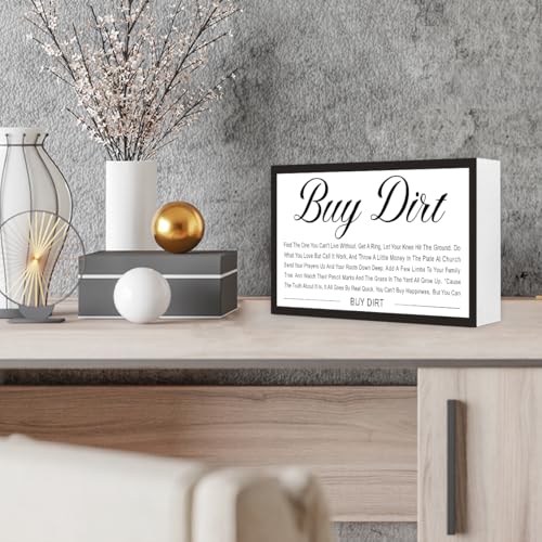 Buy Dirt Sign Wood Box,Funny Home Wood Block Sign for Home Bedroom Office Wall Shelf Tabletop Desk Decor - style: Buy Dirt