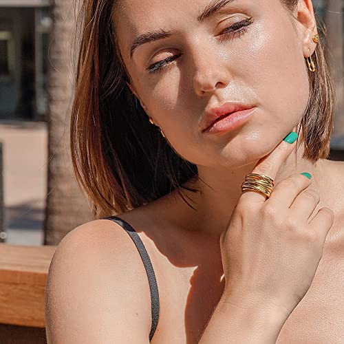 CIUNOFOR 13.7MM Cross Ring Enhancers for Women Statement Engagement Ring for Men and Unisex adults Silver Gold Rose Gold Plated Ring Customized Personalized - color: 18K Gold Plated