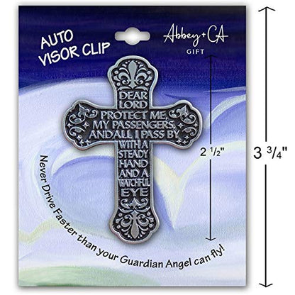 Cathedral Art (Abbey & CA Gift) Traveler's Prayer Cross Sun Visor Clip for Anniversary