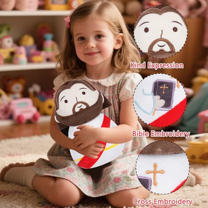 Jesus Plush Doll Bible Stuffed - First Communion Stuffed Animal Jesus Perfect for Kids and Adults Ideal Prayer Gift Religious Keepsake Red 11 Inch - style: Red Jesus Doll
