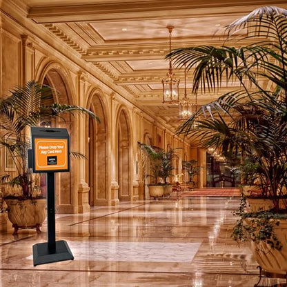 Floor Standing Metal Suggestion Box with Lock & Display Holder - color: Matte Black