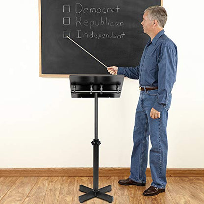 Bonnlo Classic Lectern Podium Stand, Height Adjustable Mobile Podium, Multi-Purpose Tabletop for Speech, Lecture, Church, Reading or Laptop Desk with Edge Stopper, Black - color: Black