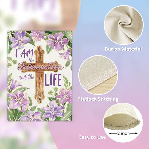 Christian Easter I Am The Resurrection and The Life Decorative - color: Easter Flower Cross