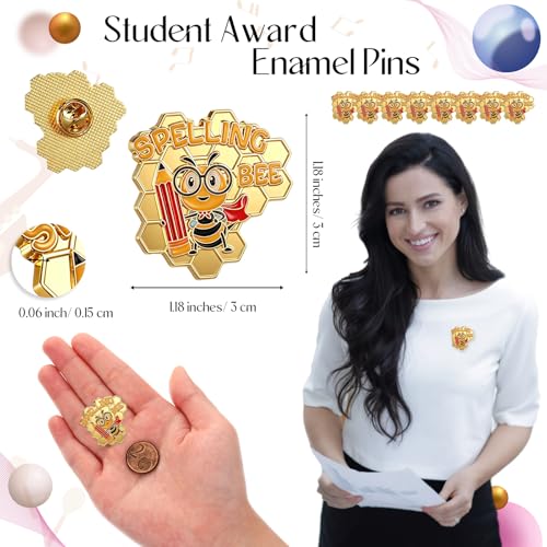 Knitgrip Award Lapel Pins Bulk Academic Recognition Enamel Pins Honors Gift for Student Office Government Club Members - style: Spelling Bee