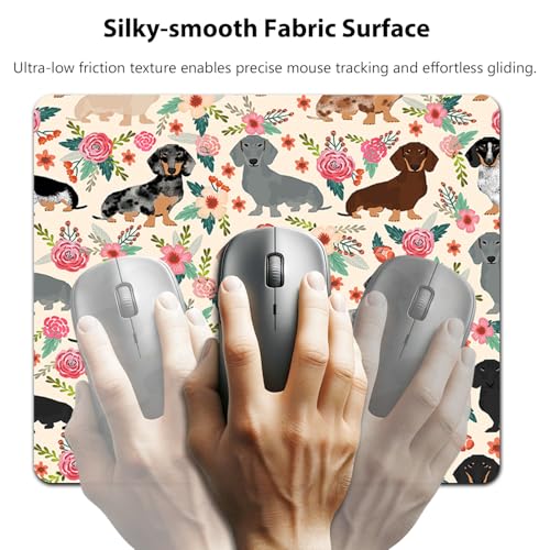 Dachshund Floral Seamless Design Mouse Pad, Sausage Dog Wiener Desk Mat - color: Sausage Dog