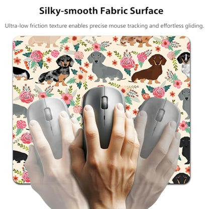 Dachshund Floral Seamless Design Mouse Pad, Sausage Dog Wiener Desk Mat - color: Sausage Dog