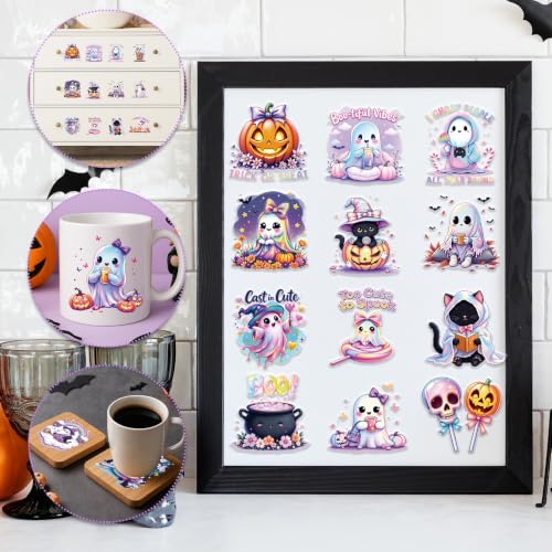 Rngmsi Halloween UV DTF Stickers - 24 Sheets Cute Ghost UV DTF Cup Wraps - style: Halloween Ghost