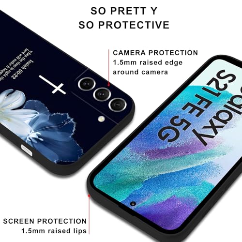 Christian Bible Verse Isaiah 60:22 Blue Lily Phone Case for Samsung Galaxy S21 FE(5G) 6.4 Inch – Religious Floral Scripture Protective Cover for Women Girls - color: White flowers, size: for Samsung Galaxy S21 FE(5G)